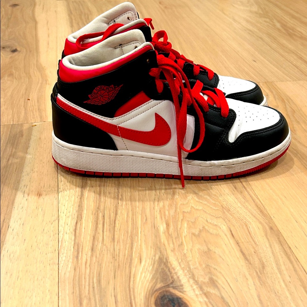 Nike High-Top Sneakers in Black, Red, and White